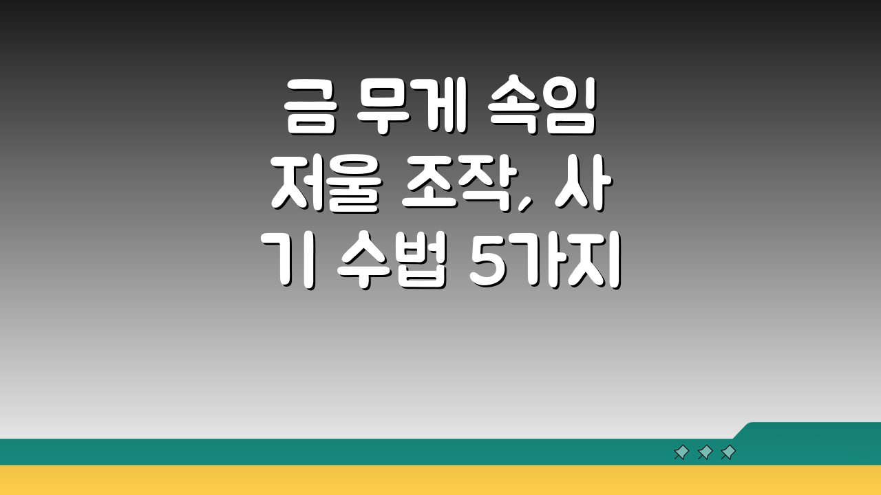 금 무게 속임 저울 조작, 사기 수법 5가지 예방법 완벽 분석