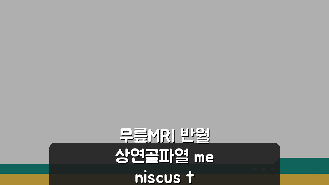 무릎MRI 반월상연골파열 meniscus tear 위치: 내측/외측 파열 전각 후각 핵심